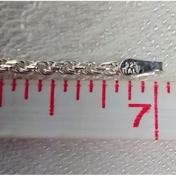 Italian 925 Wheat Chain And 2 Stone/Glass Discs 7" Chain Bracelet - Picture 12 of 12